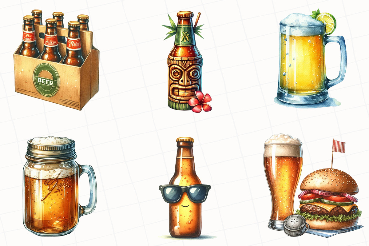 Vintage Summer Beer Clipart, an Illustration by OK Design (Photo 5 of 5)