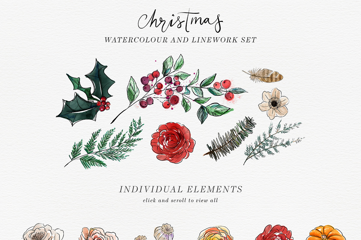 Christmas Watercolor and Inky Line, an Illustration by Twigs and Twine (Photo 9 of 12)