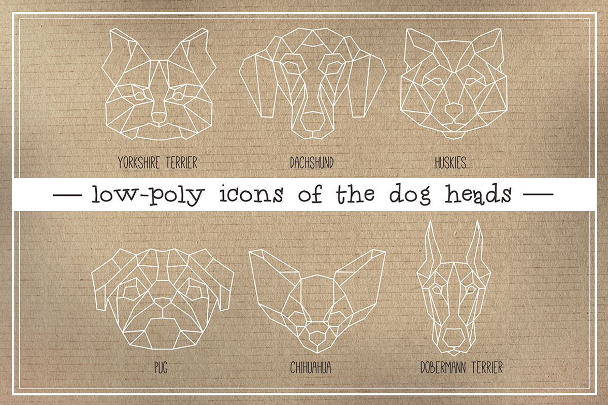 Low-poly icons of the dog heads, an Animal Illustration by RAINBOWIRMA (Photo 1 of 2)