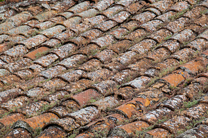 Aged terracotta roof tiles with textured surface, an Architecture Photo by DanFLCreativo
