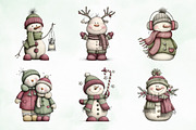 Whimsical Christmas Snowman Clipart, an Illustration by Creative Art (Thumbnail 8 of 8)
