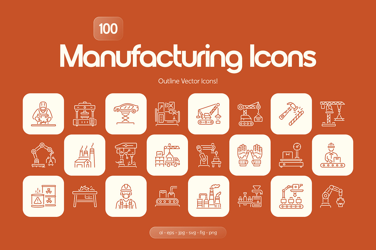 Manufacturing Icon Set, an Outline Icon by Prosymbols (Photo 1 of 7)