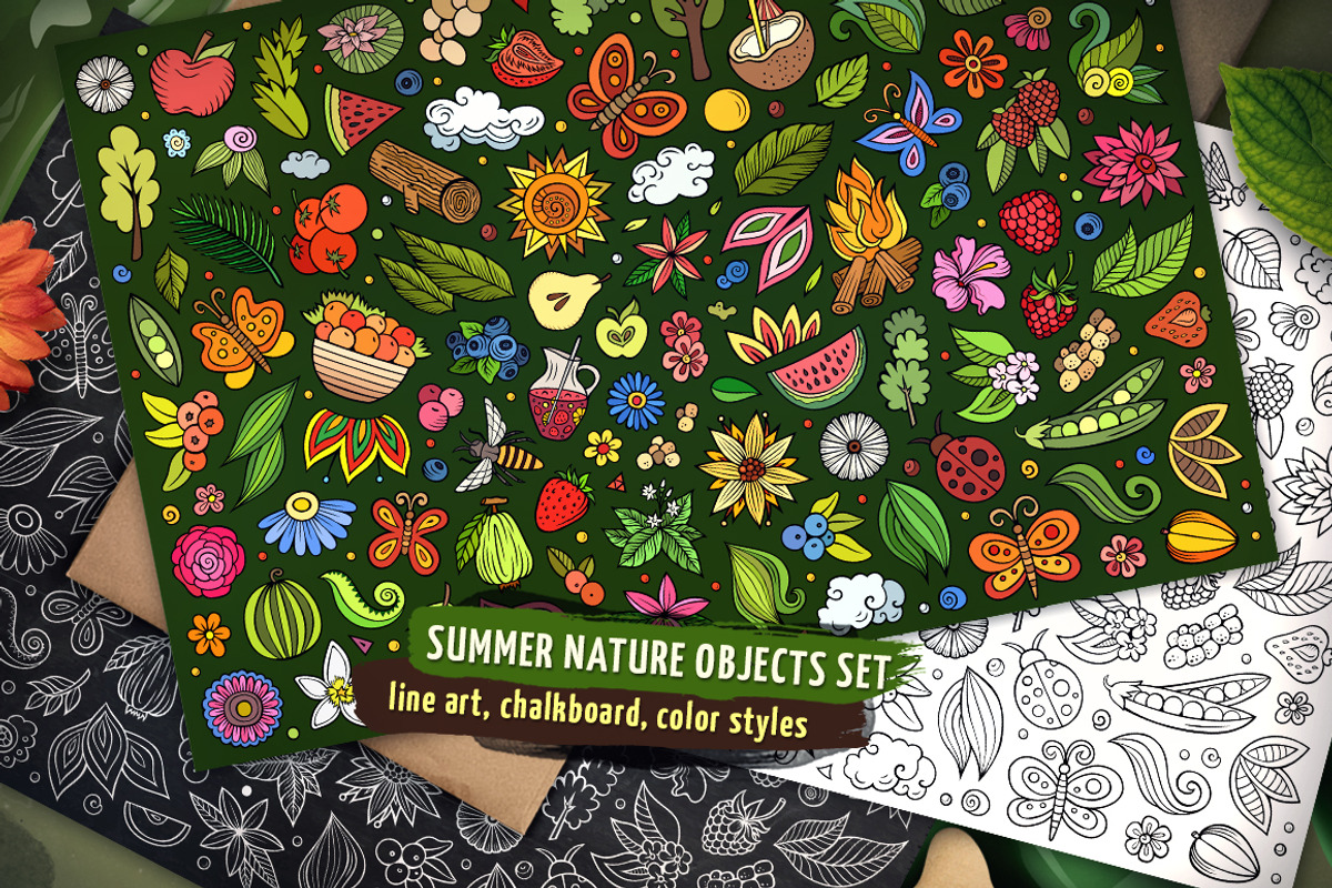 Summer Nature Objects & Symbols Set, a Seasonal Illustration by BALABOLKA (Photo 1 of 4)