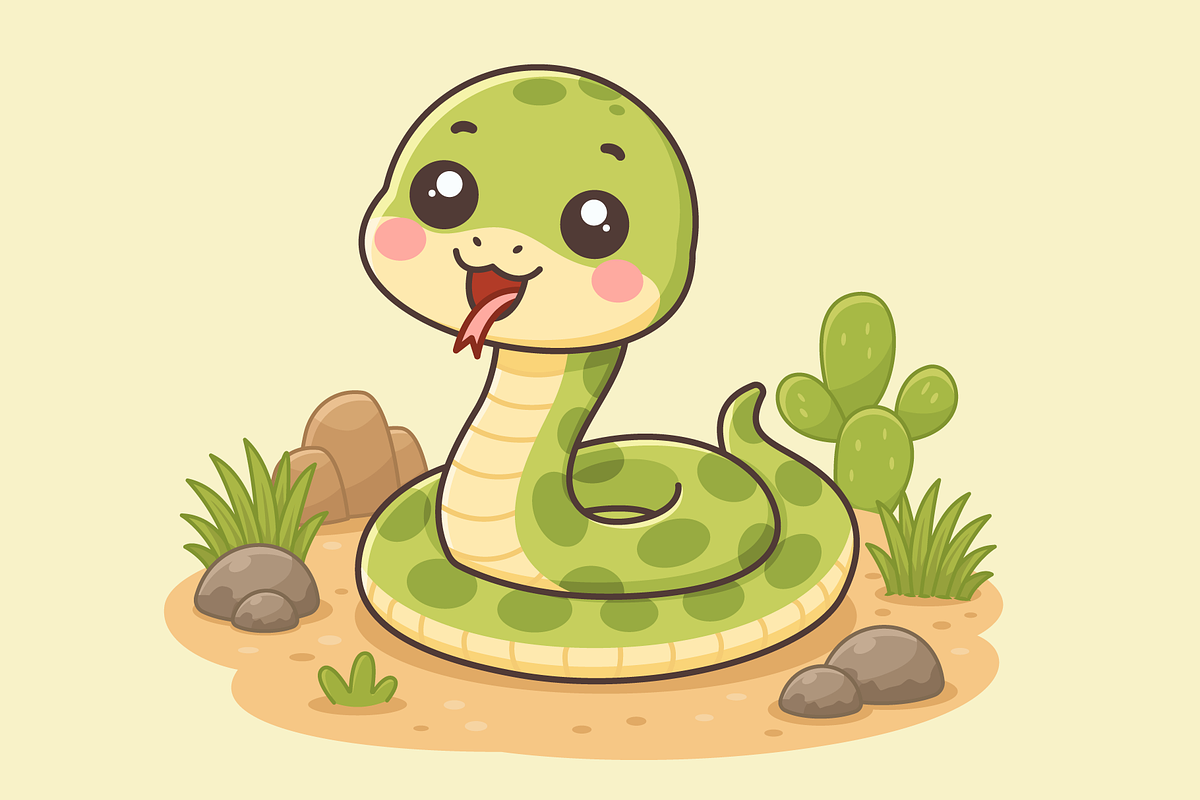 Cute Baby Snake Cartoon Character, an Animal Illustration by Artpon Illustration (Photo 2 of 3)