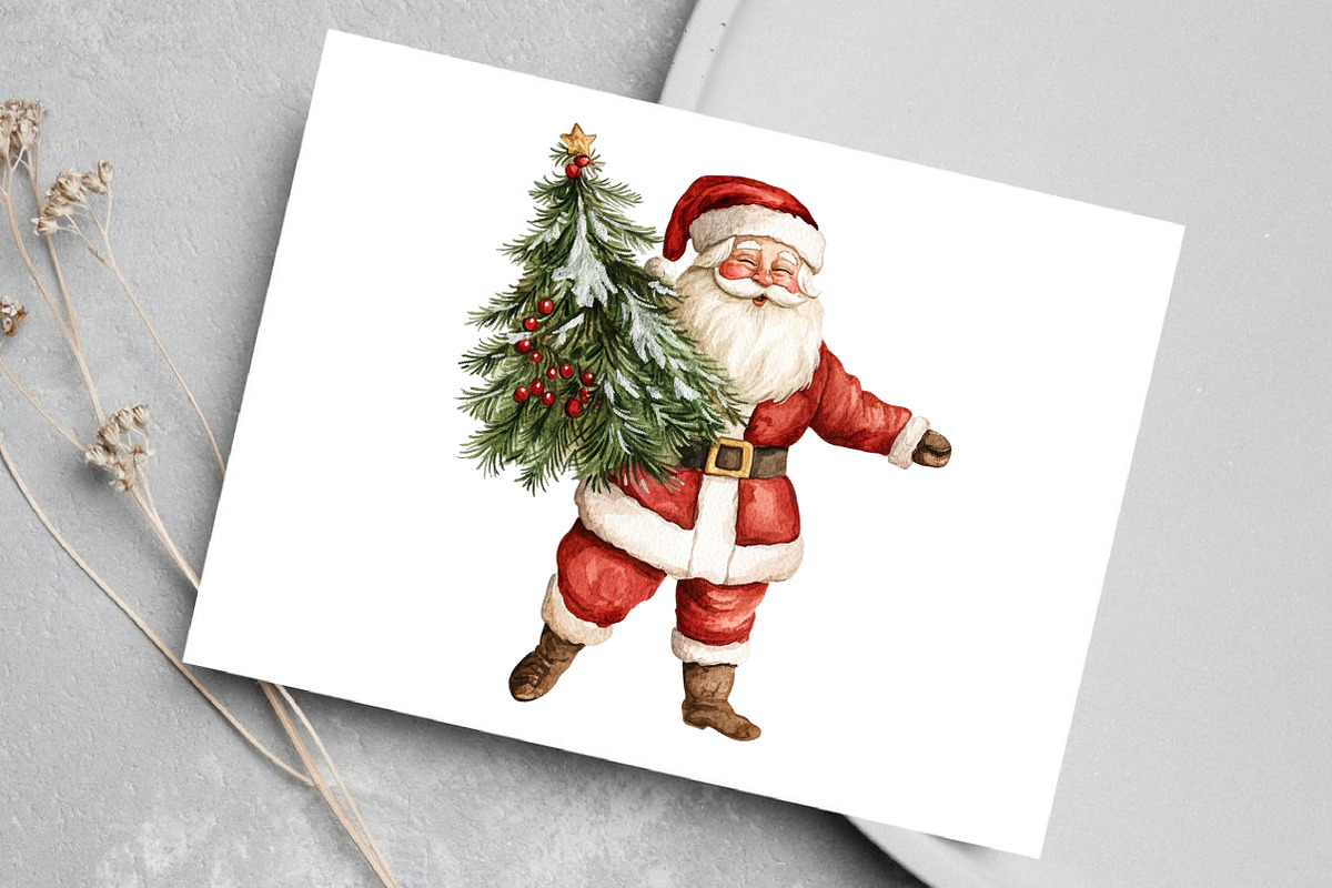 Retro Santa Christmas Clipart, an Illustration by Canvas Craft (Photo 6 of 7)
