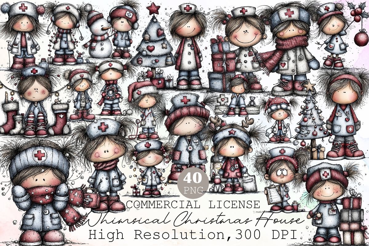 Christmas Nurse Girl Clipart, an Illustration by Sublimation Artist (Photo 1 of 6)