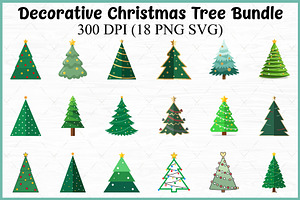 Cute Christmas Tree Clipart PNG Set, a Seasonal Illustration by Gfx Expert Team