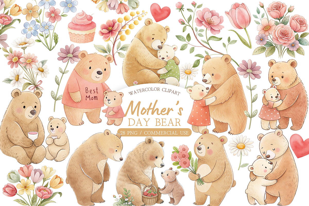 Mama Bear and Baby Clipart, an Illustration by MockupWizard (Photo 1 of 5)