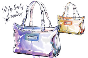 Watercolor Painting Of Purse, Sac