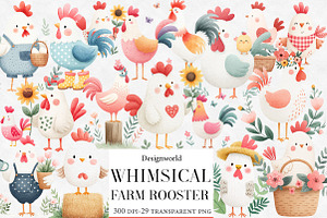 Whimsical Farm Rooster Clipart, an Illustration by Designworld