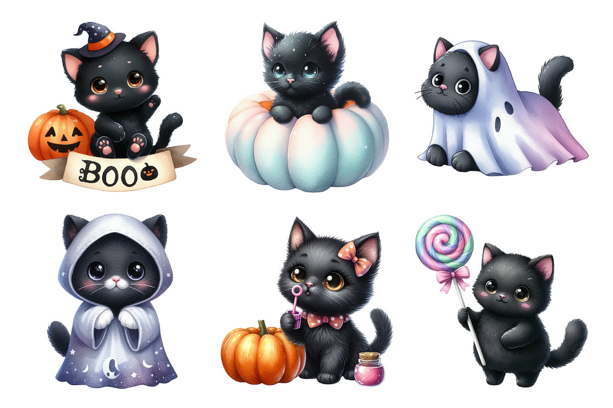 Nursery Halloween Black Cat Clipart, an Illustration by Daily.Designs (Photo 4 of 5)