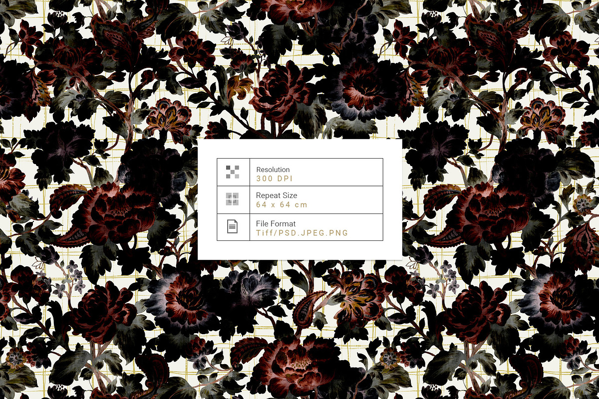 Velvet Noir Floral prints & elements, a Pattern Graphic by Pink Linen (Photo 5 of 14)