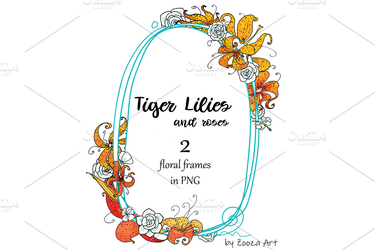 Tiger Lilies & Roses - clip-art, an Illustration by Zooza Art (Photo 11 of 15)
