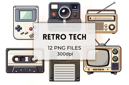 Retro Tech PNG Clipart Collection