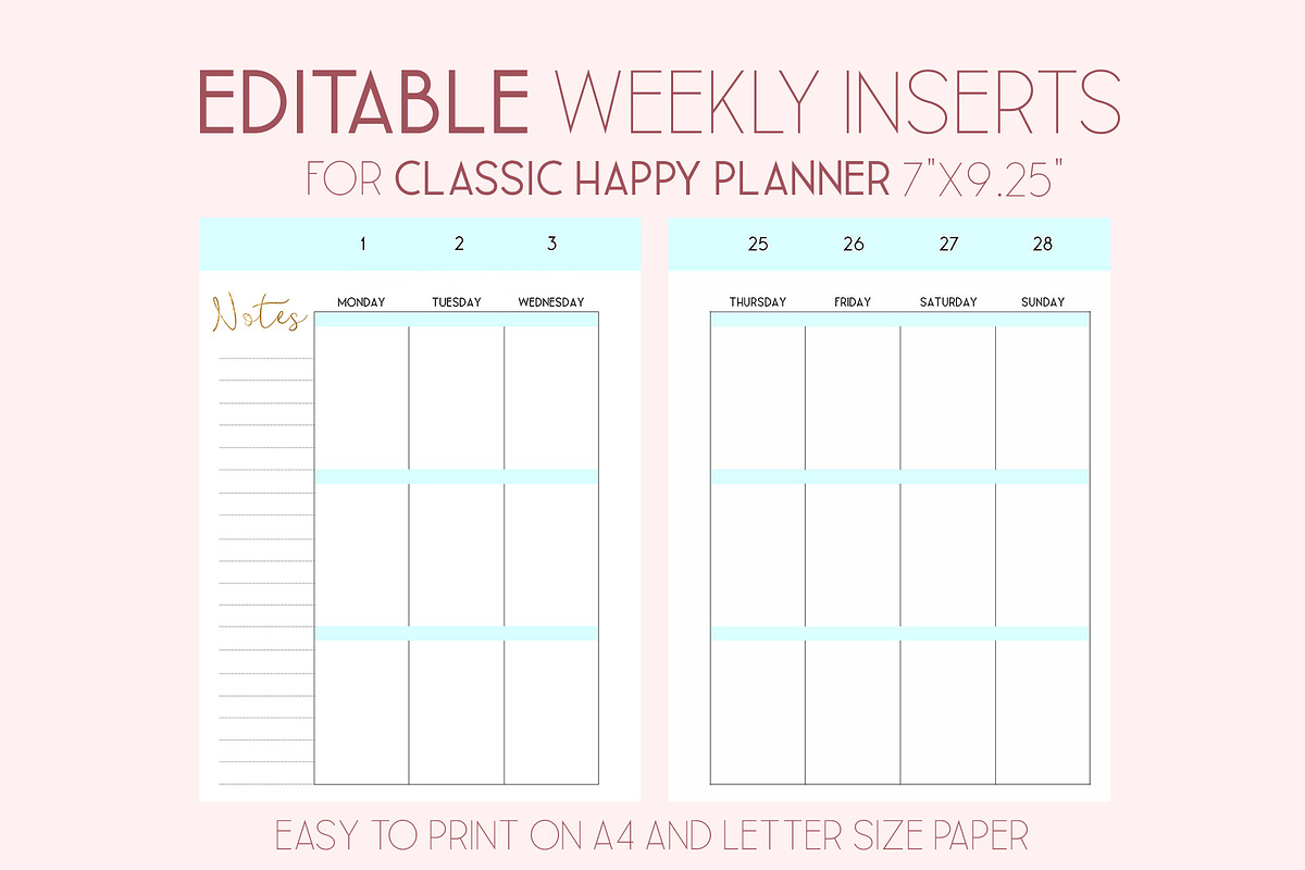 Editable Weekly Planner Template 7x9, a Stationery Template by EasyLifePlanners (Photo 2 of 2)