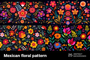 Mexican Floral Pattern. 25 Bundle