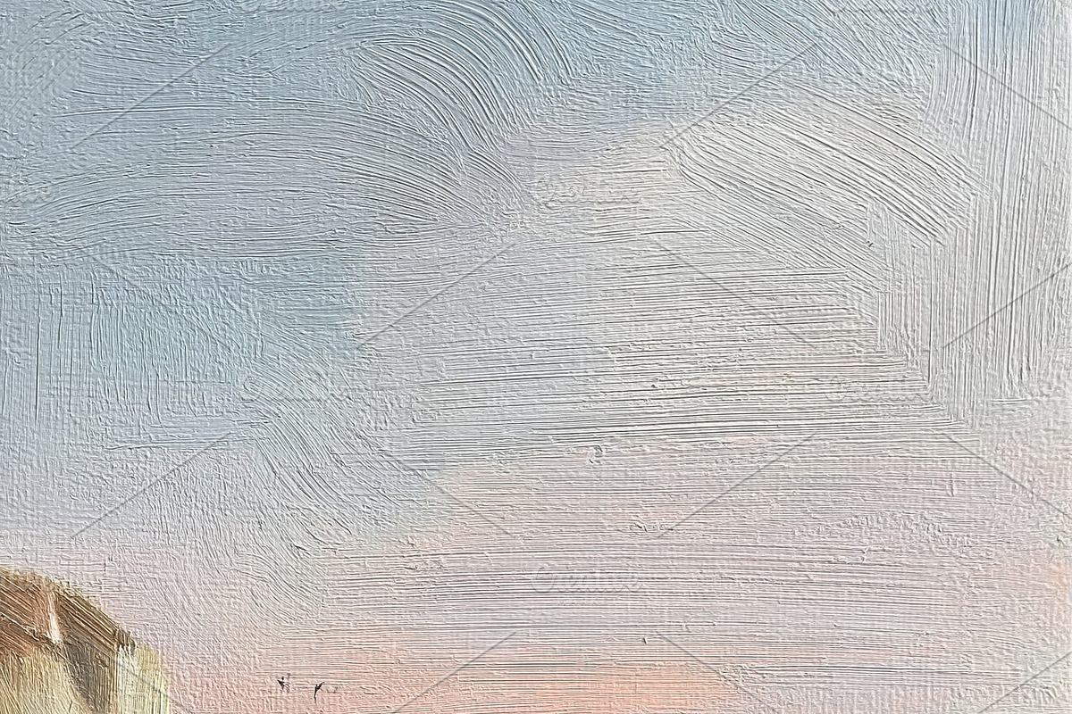 Fine Art. Oil painting depicting a serene coastal seascape with, a Decorative Illustration by Studio ANNA