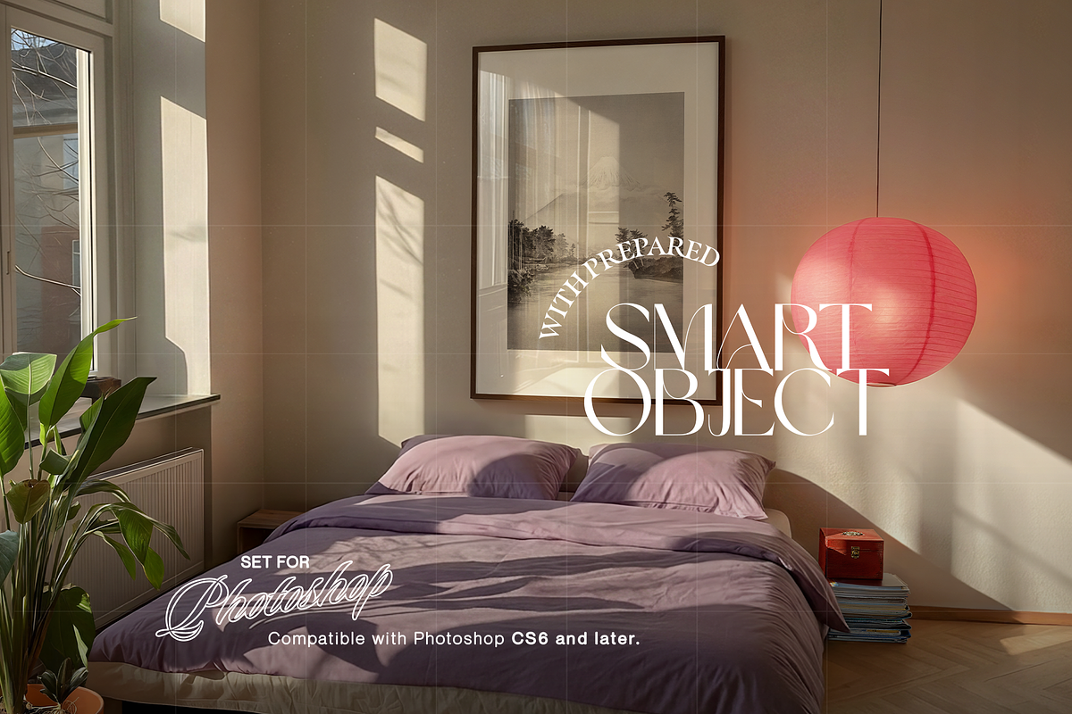 DIN A Frame Vibrant Bedroom Mockup, an Advertising Mockup by WasMockups (Photo 3 of 5)