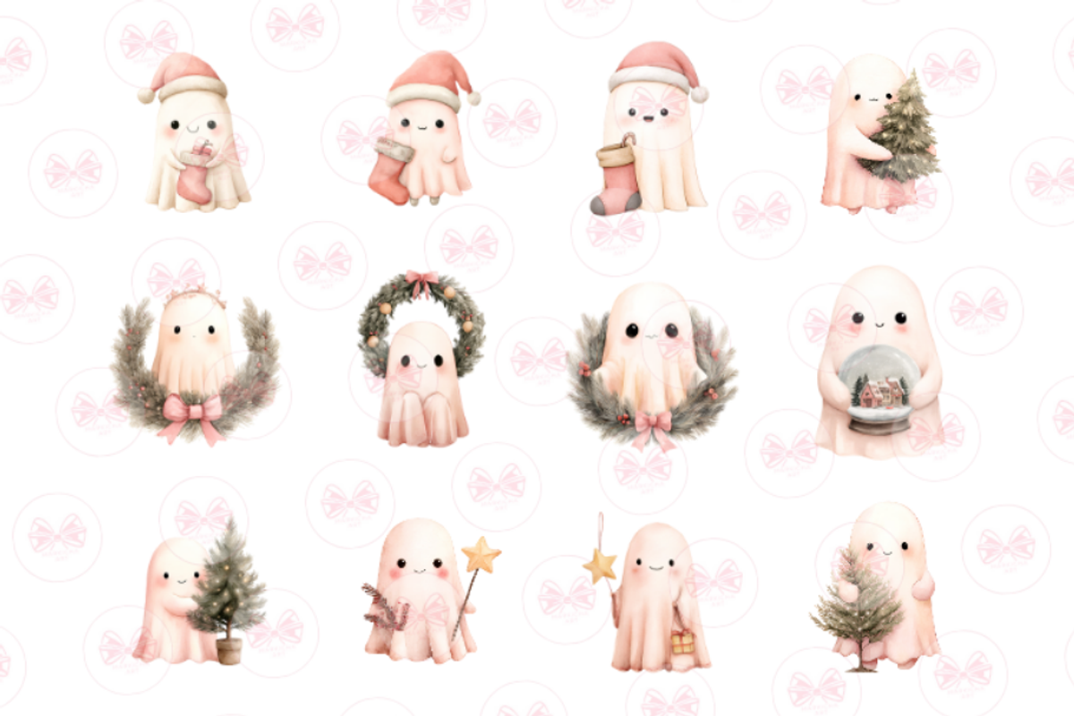 Cute Christmas Ghost Clipart, an Illustration by Markicha Art (Photo 5 of 6)