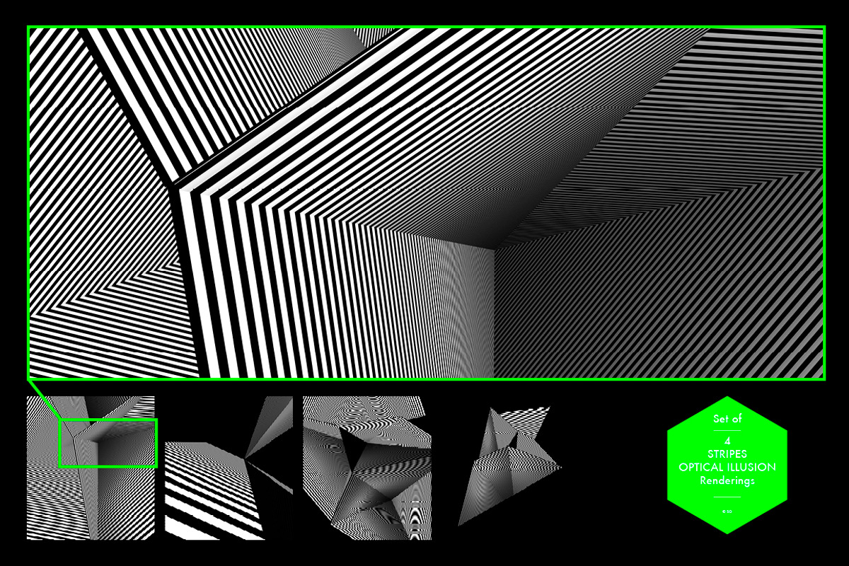 Set of 4 stripes, optical illusions, a Graphic by helloSG (Photo 2 of 2)