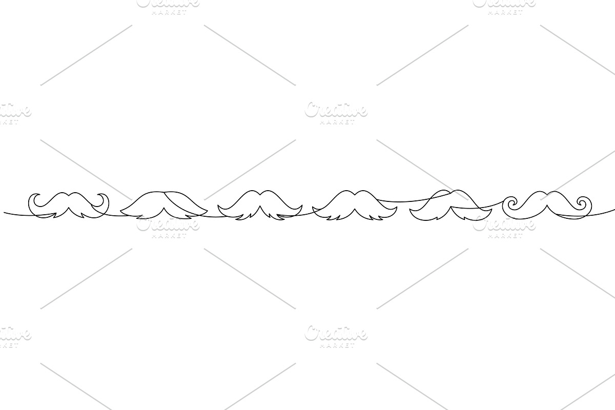 Set of moustache continuous line, an Object Illustration by GraphiShop