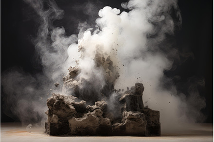 Solid Stone podium smoke. Generate, a Nature Photo by Ylivdesign