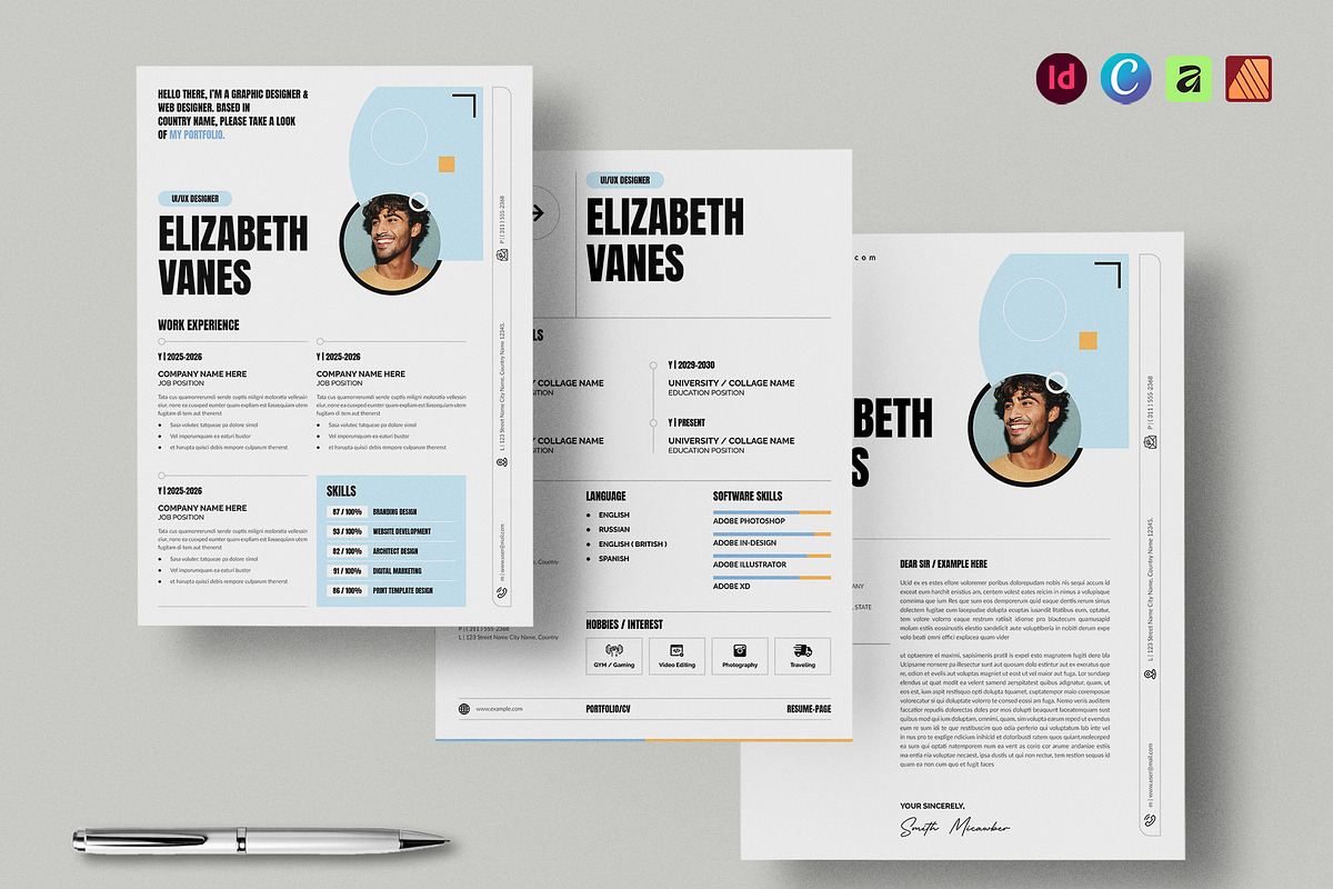 Modern Resume CV Template, a Resume Template by NorthPeak (Photo 1 of 6)