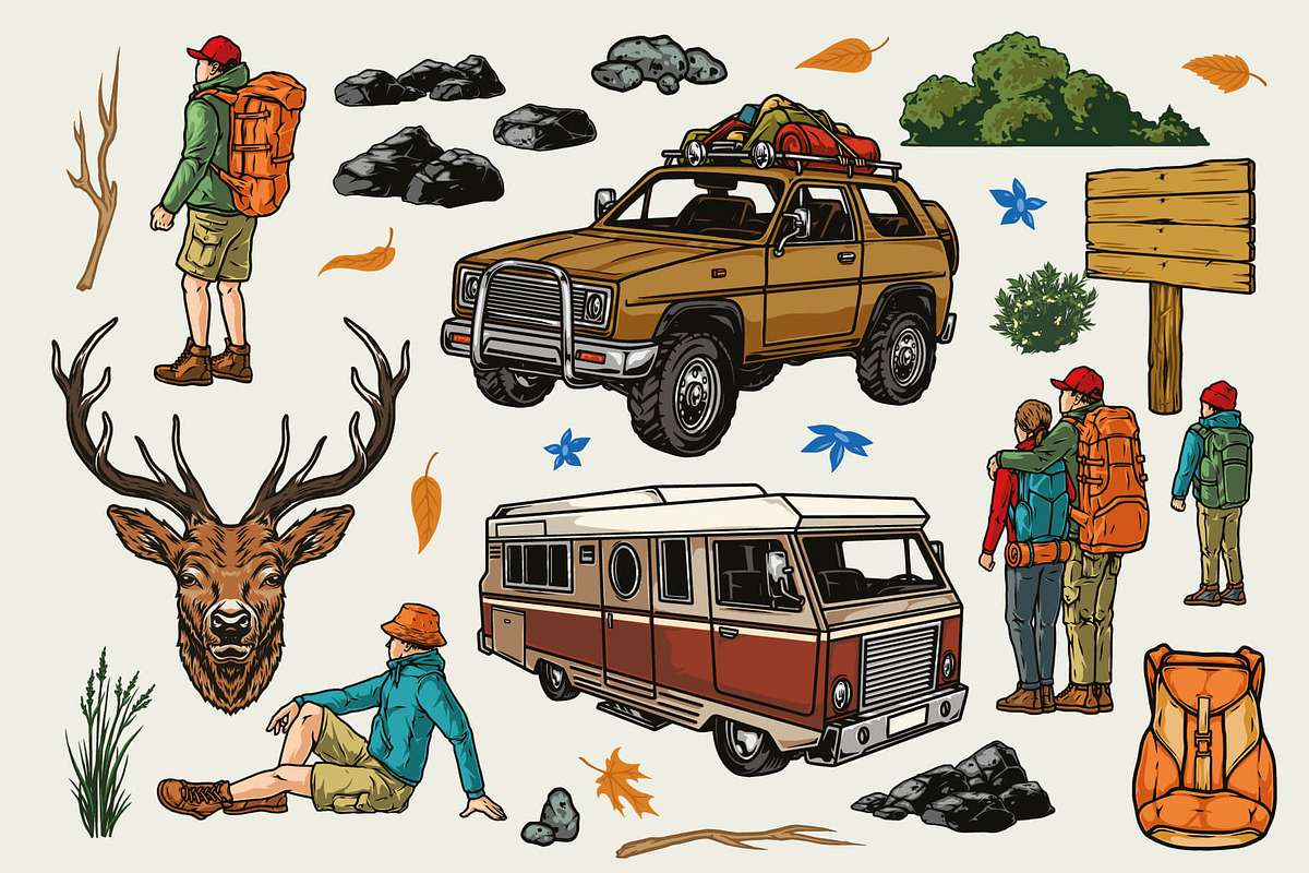 Retro Camping illustrations, an Animal Illustration by DGIM studio (Photo 2 of 12)