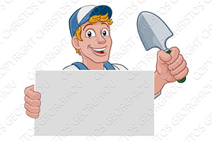 Gardener Cartoon Garden Tool Man, an Illustration by Christos Georghiou