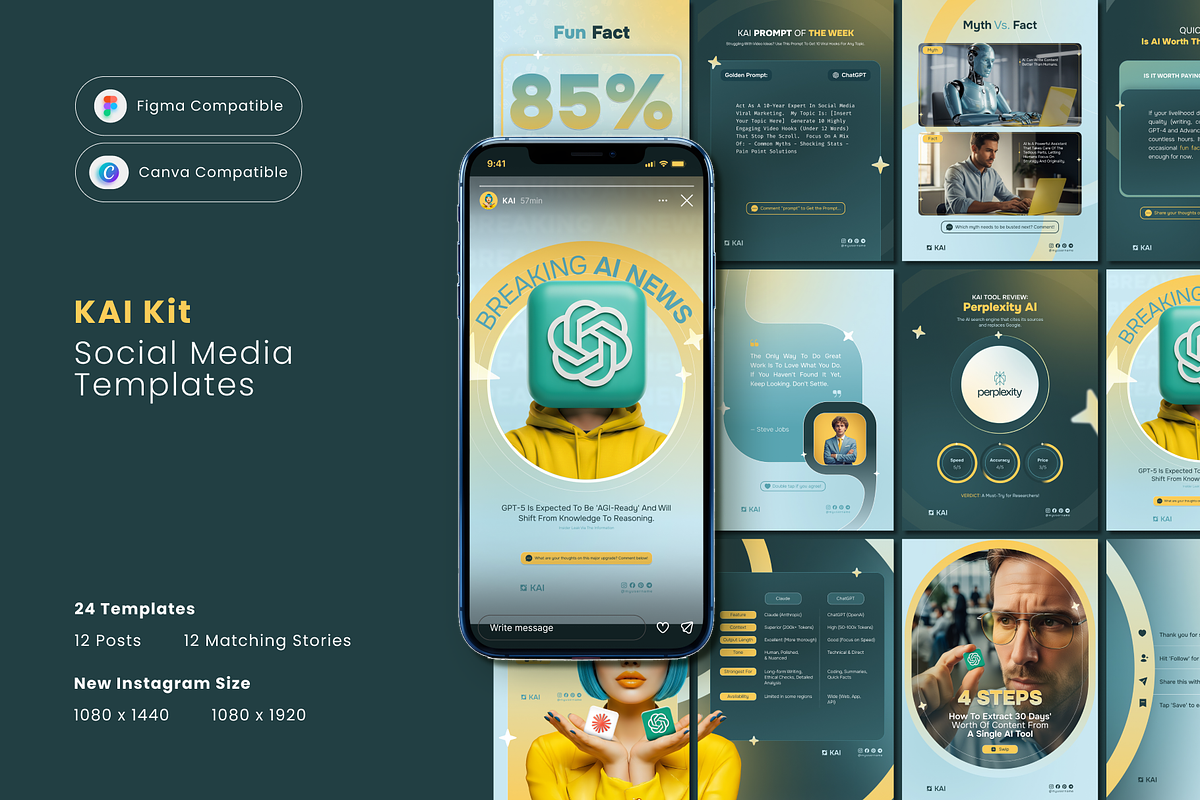 KAI Elite AI Content Social MediaKit, a Social Media Template by Sooni Gaad (Photo 1 of 10)