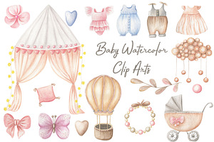 Baby Watercolor Clip Arts