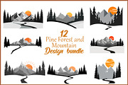 12 Pine Forest & Mountain Scenes, an Illustration by BIPLOB EXPERT (Thumbnail 1 of 12)