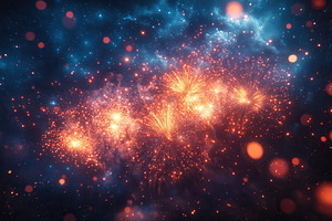 Colorful fireworks illuminate the ni, a Photo by Tanuart