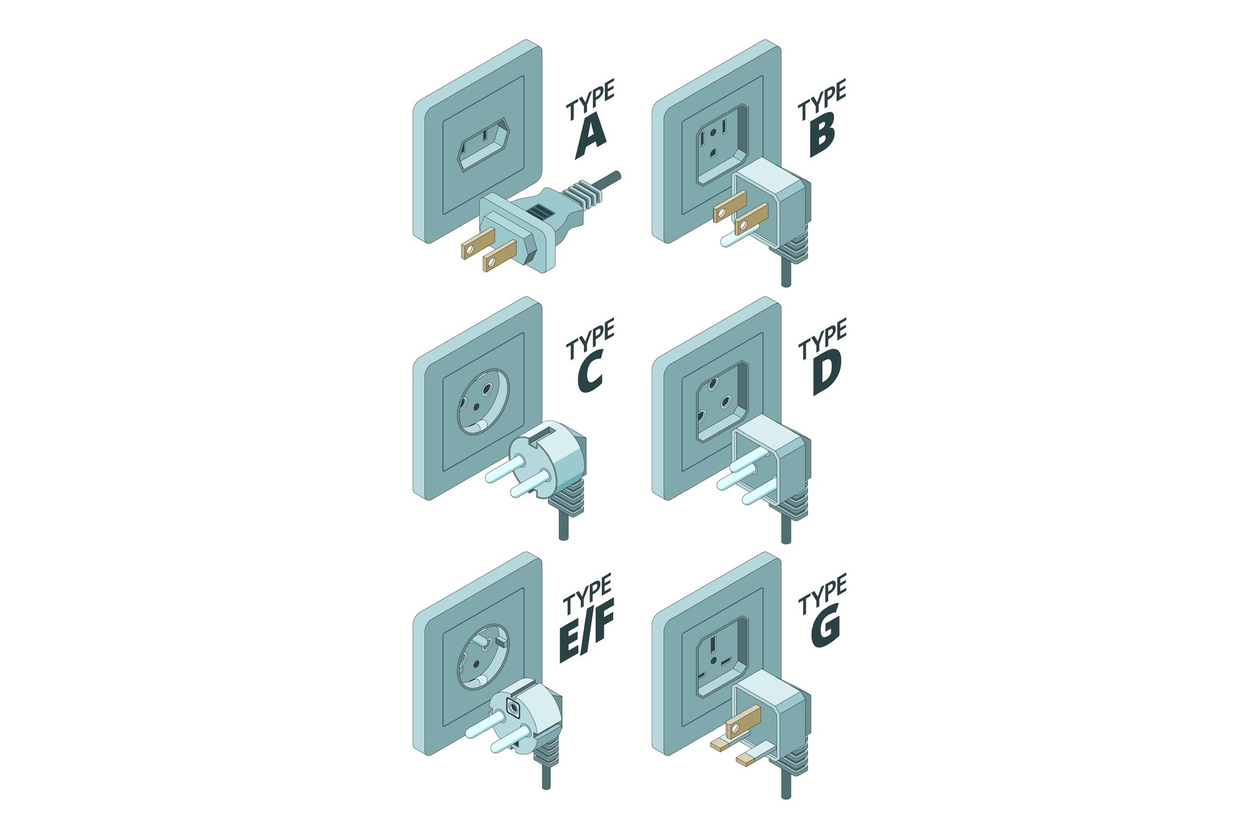 Power plug types. Electricity energy, a Background Graphic by Onyx