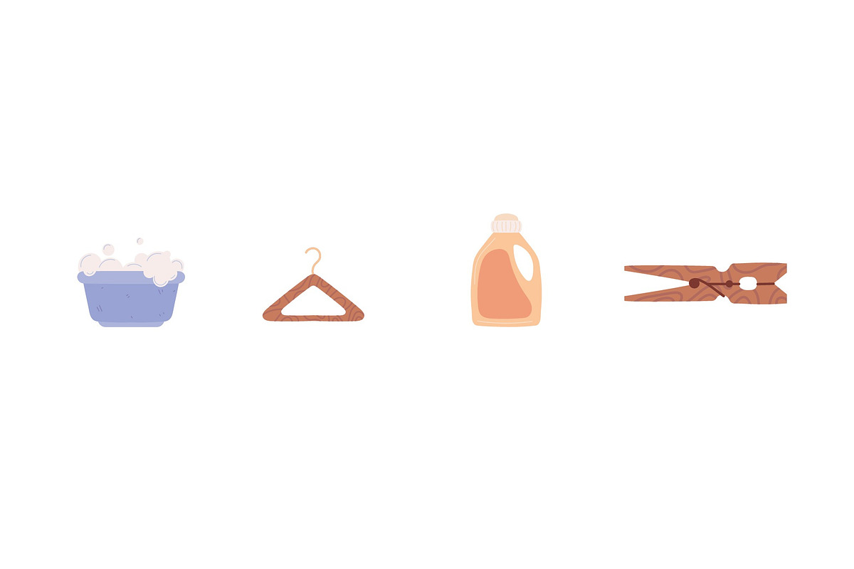 Clothes Washing Laundry Set, an Object Illustration by studiogstock (Photo 3 of 4)