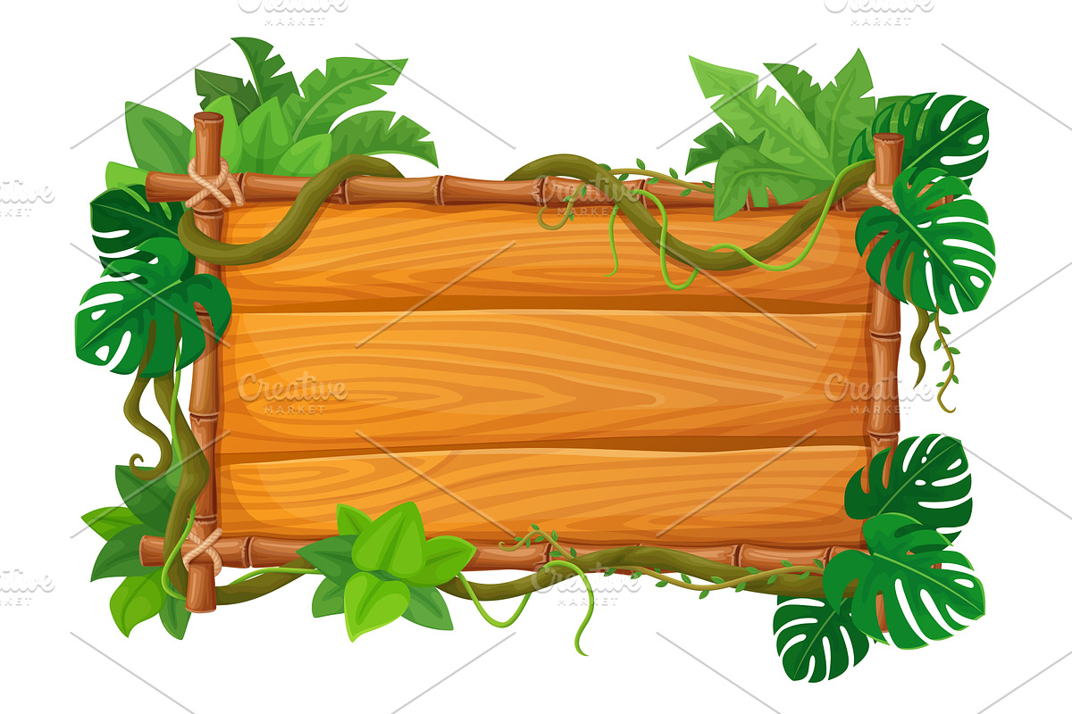 Bamboo tropical frame banner, an Object Illustration by Buch&Bee