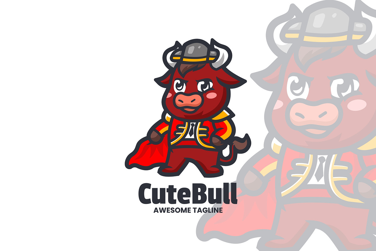 Cute Bull Mascot Cartoon Logo., a Branding & Logo Template by VectorCraft