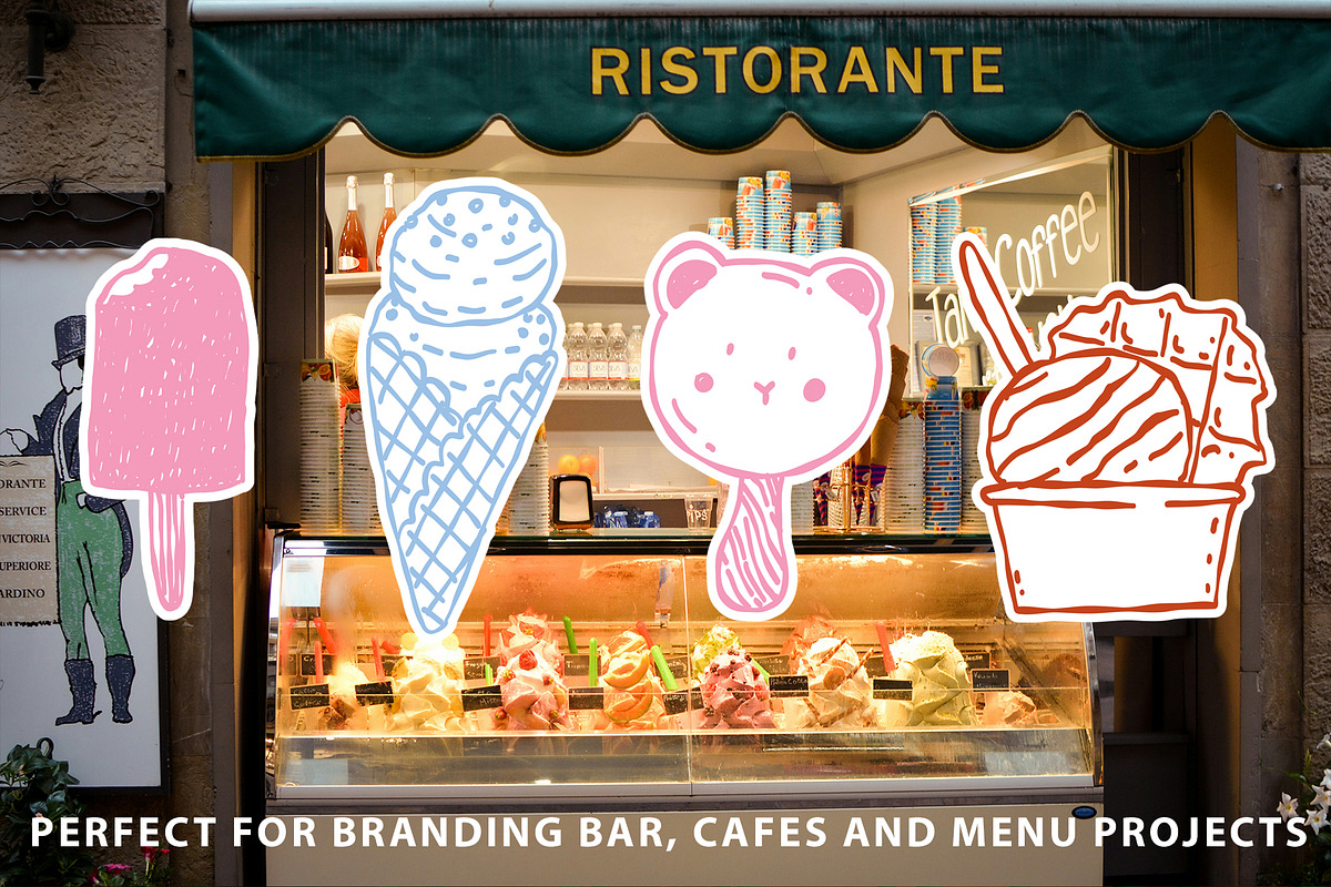 DOODLE ICE CREAM: clipart, a Food Illustration by Elliko shop (Photo 5 of 7)
