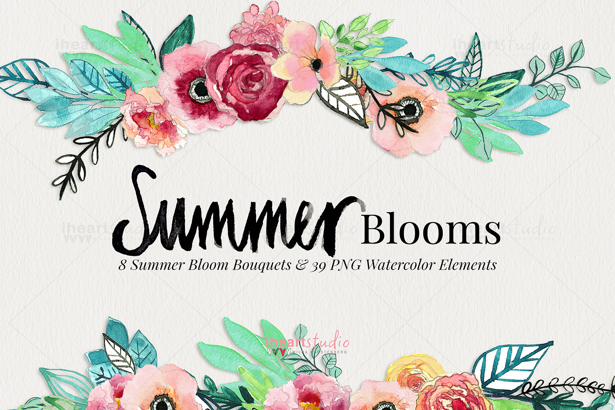 Summer Blooms Watercolors, an Illustration by iHeartStudio (Photo 1 of 4)