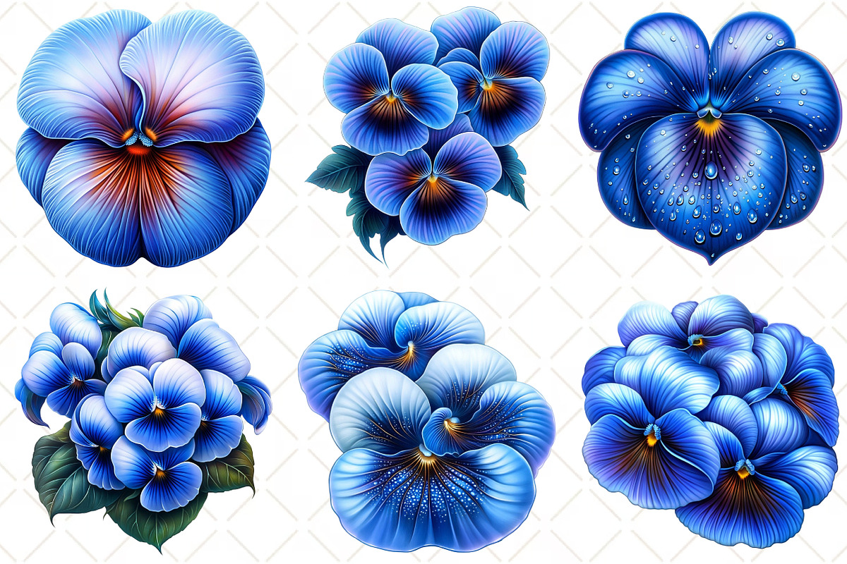 Watercolor Pansy Flowers Clipart, an Illustration by Black Bird Studio (Photo 5 of 5)