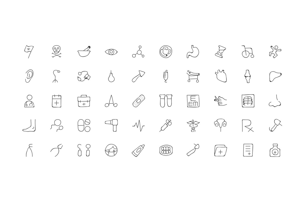 100 Medical Hand Drawn Doodle Icons, an Outline Icon by Creative Stall (Photo 2 of 3)