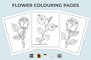 Flower coloring page vector for kids, a Stationery Template by Iftikhar Alam