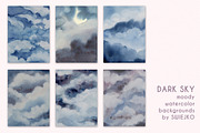 Dark Sky watercolor background, a Background Graphic by swiejko (Thumbnail 2 of 7)