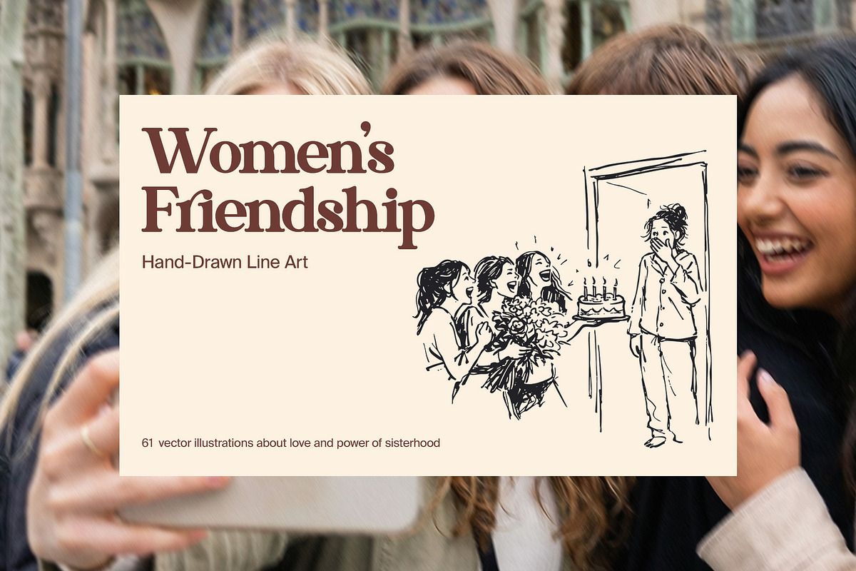 Women's Friendship: Vector Line Art, a Person Illustration by divanovskaya_nv (Photo 15 of 15)