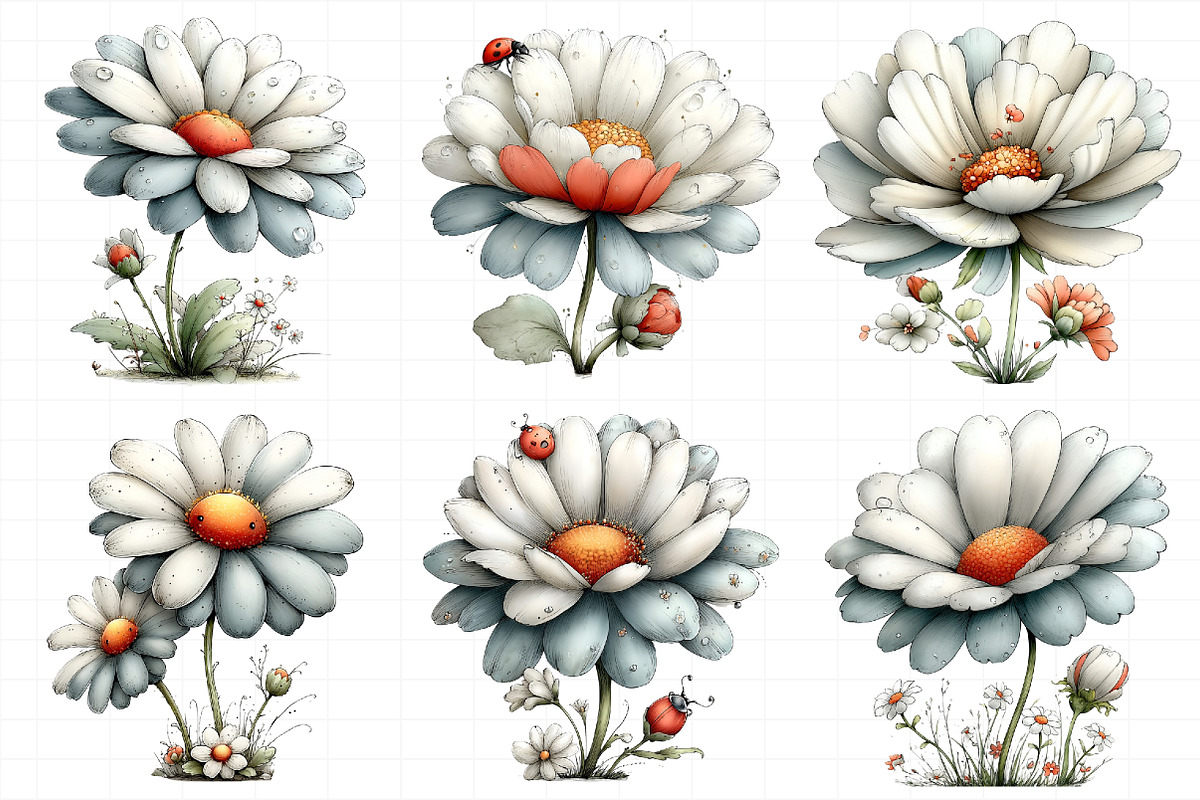 Whimsical Spring Daisy Flower Clipar, an Illustration by Daily.Designs (Photo 3 of 8)