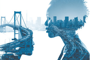 A double exposure featuring two, a Business Photo by ZinetroN