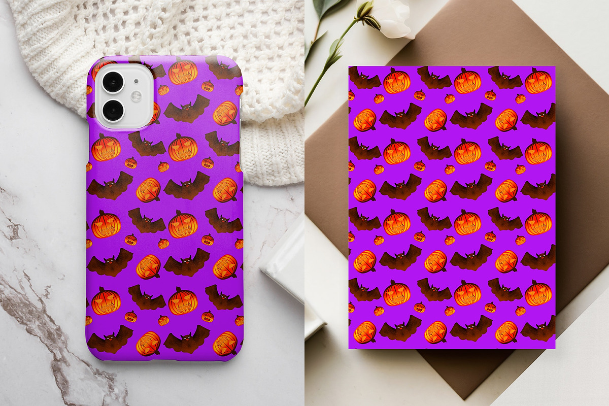 Pumpkin Bat Seamless Pattern, a Pattern Graphic by tchastudio (Photo 4 of 7)