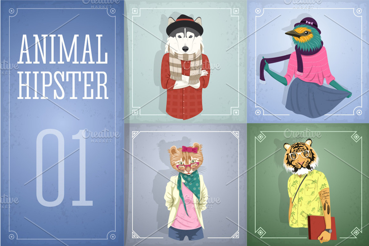 Animal Hipster 01, an Animal Illustration by Rosa Puchalt (Photo 1 of 5)