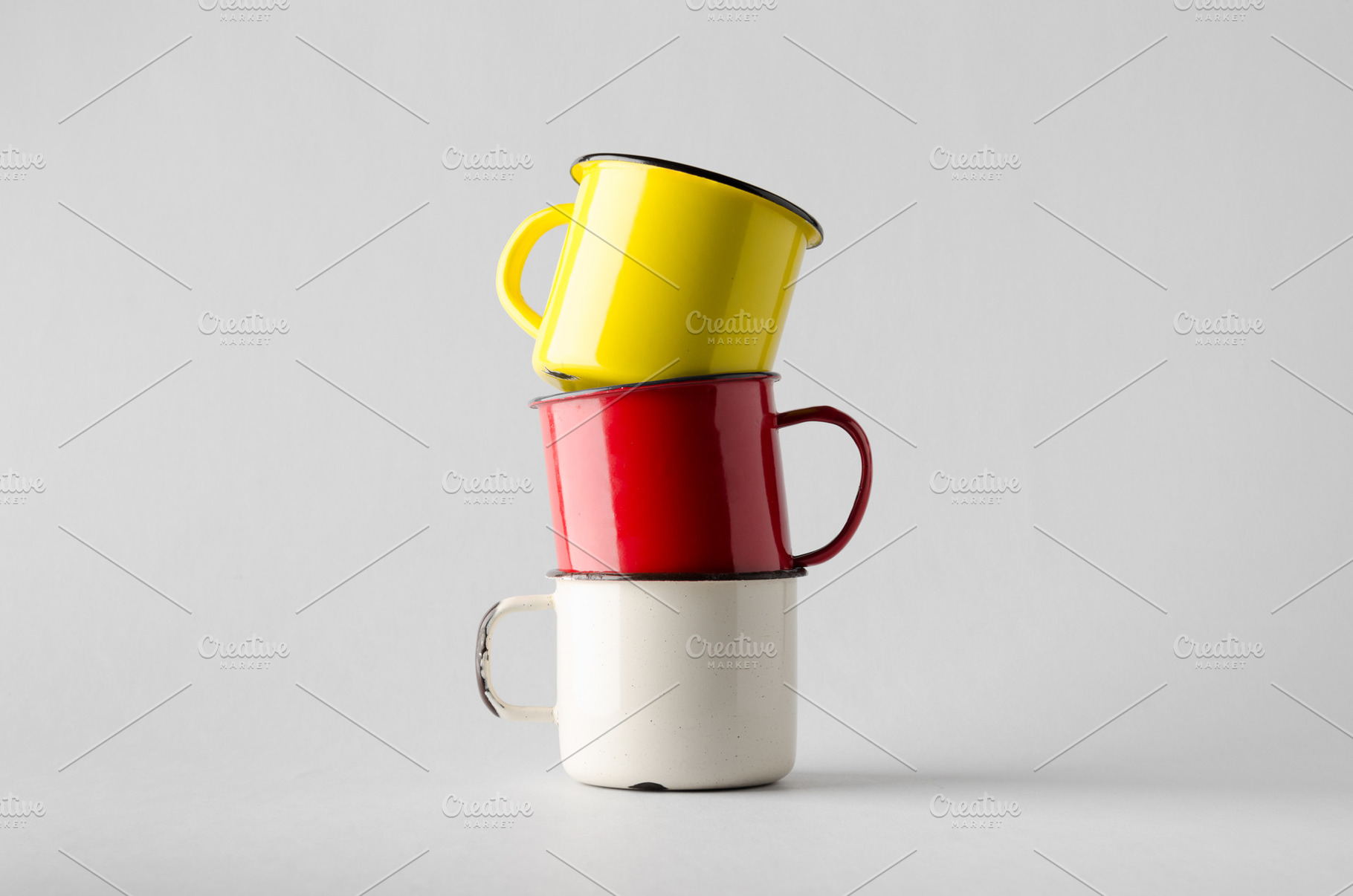 Colorful enameled mugs, a Food & Drink Photo by Shablon