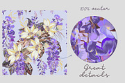 Magic wisteria vector patterns set, a Pattern Graphic by FleurArt (Thumbnail 5 of 10)